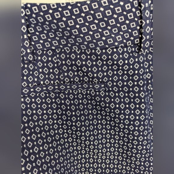 Lands' End Pants mid rise slim leg navy and white design size 18 - Picture 2 of 6